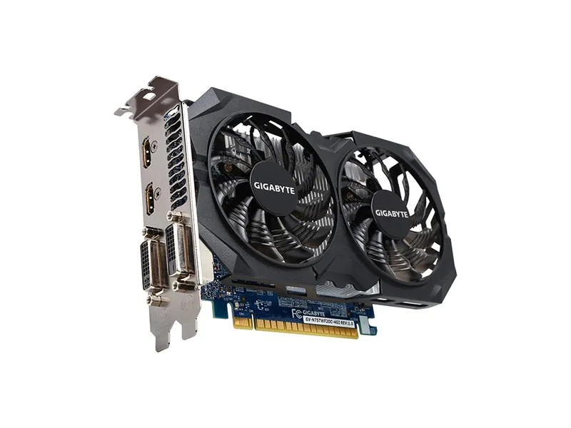 GV-N75TWF2OC-4GI - Gigabyte GeForce GTX 750Ti WindForce 4096MB GDDR5 PCI  Express Video Graphics Card