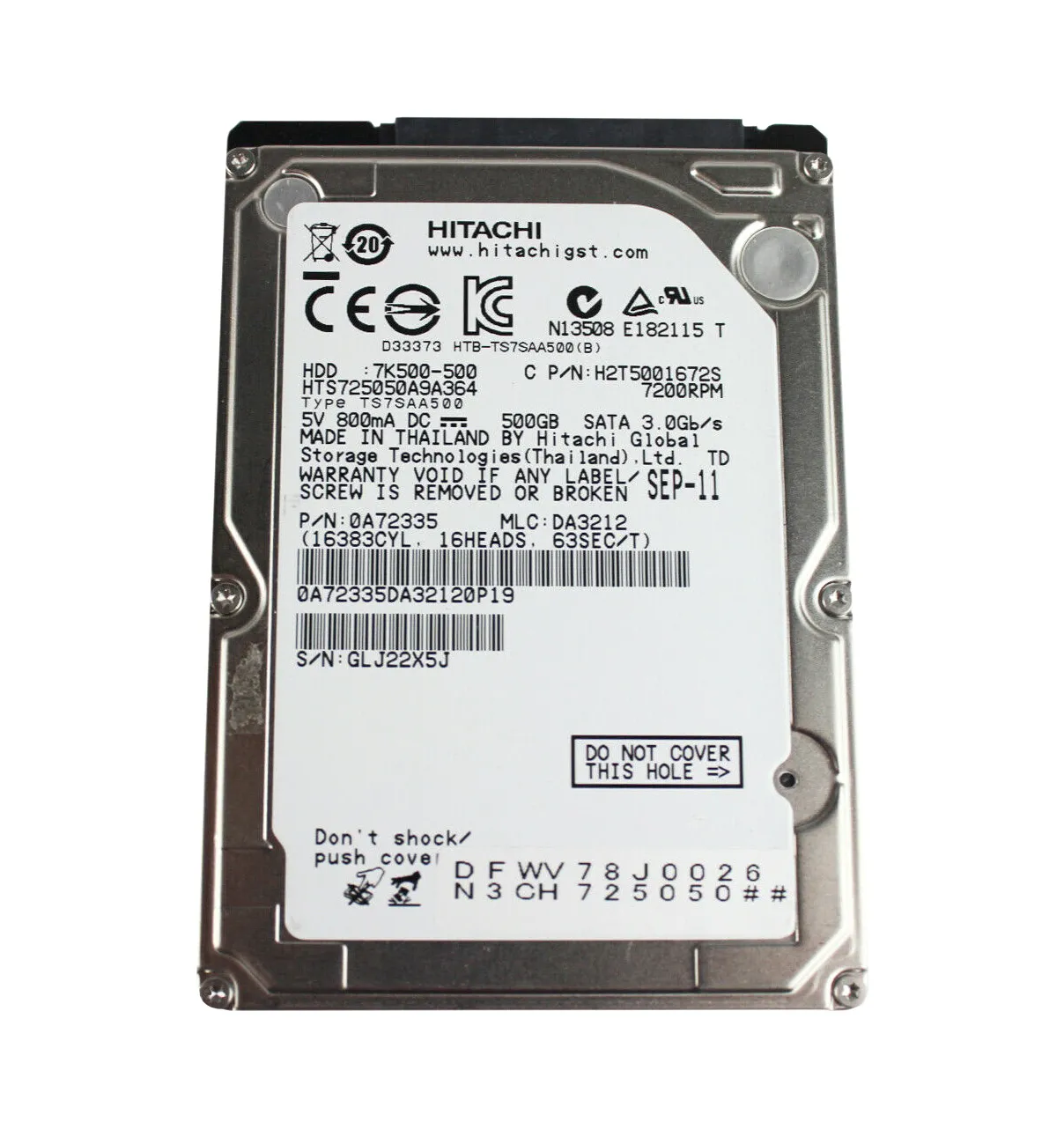 H2T5001672S HGST Travelstar 7K750 Series 500GB 7200RPM SATA 3Gb