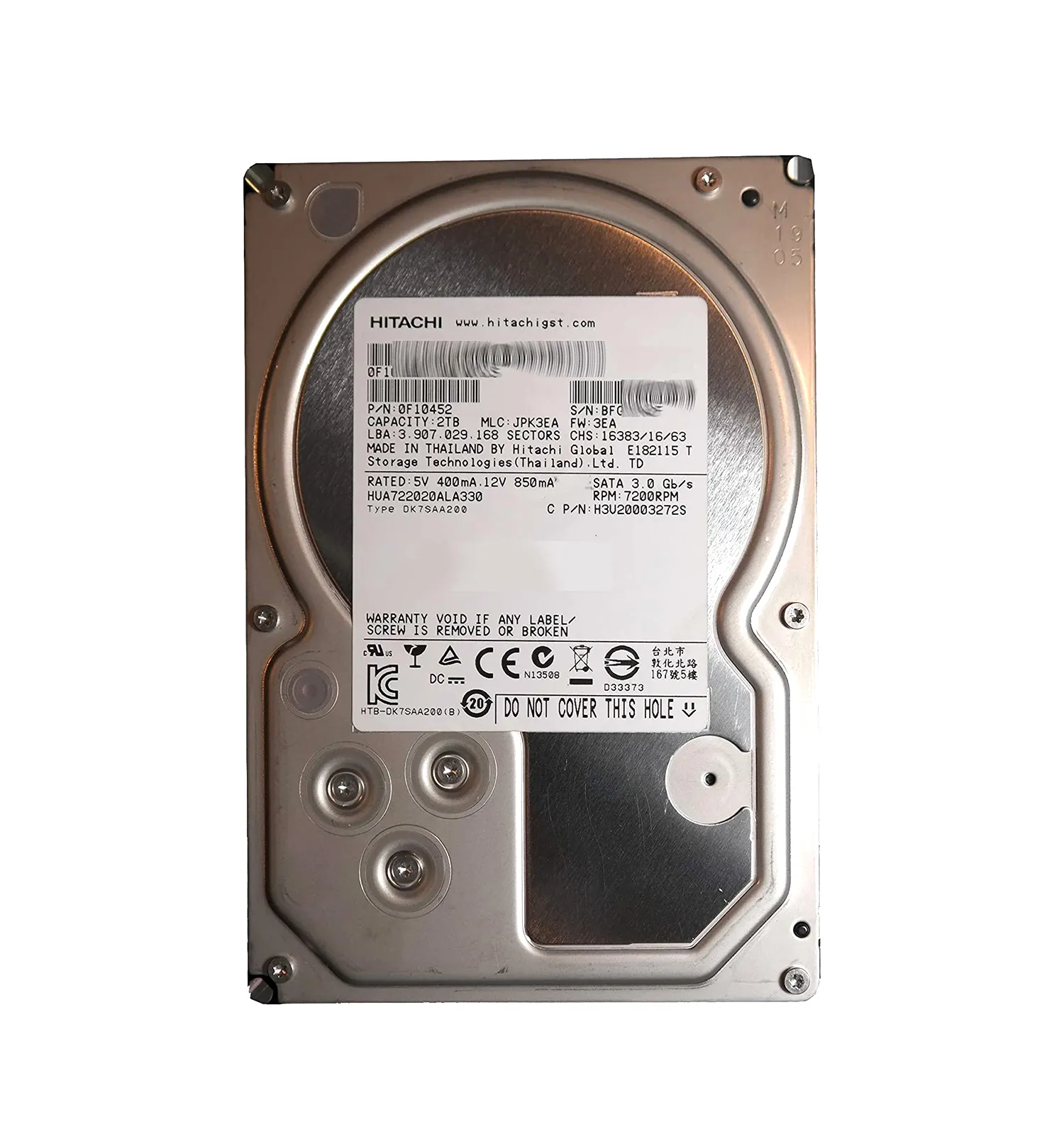 H3U20003272S - Hitachi 2TB 7200RPM SATA 3Gb/s 3.5-in Hard Drive
