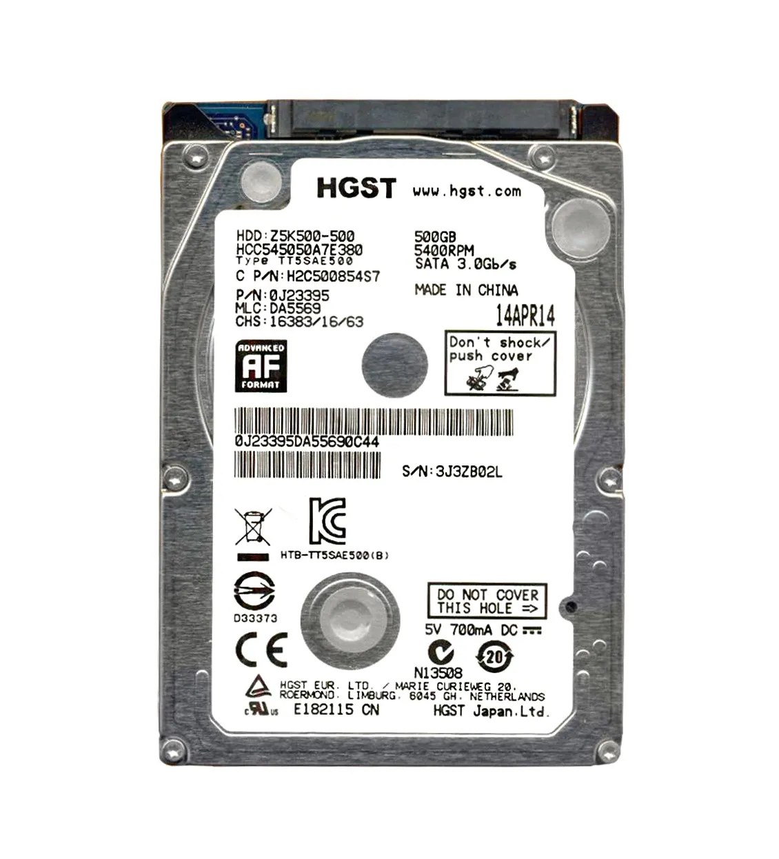 HGST製 500GB HDD 23個セット 動作確認済み Clean All済 Amazon.com: HGST HTS545050A7E380 P/N: 0J31255 MLC: DA6040