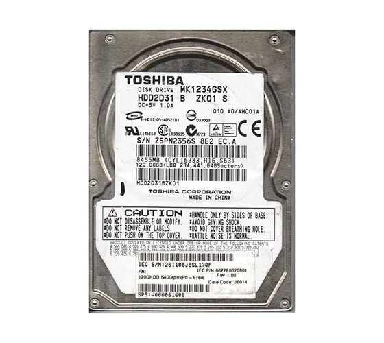 HDD2D31 - Toshiba MK1234GSX 120 GB 2.5 Internal Hard Drive - SATA/150…