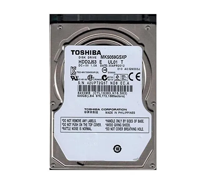 HDD2J53 - Toshiba 500GB 5400RPM 8MB Cache SATA 3GB/s 2.5-inch Laptop …