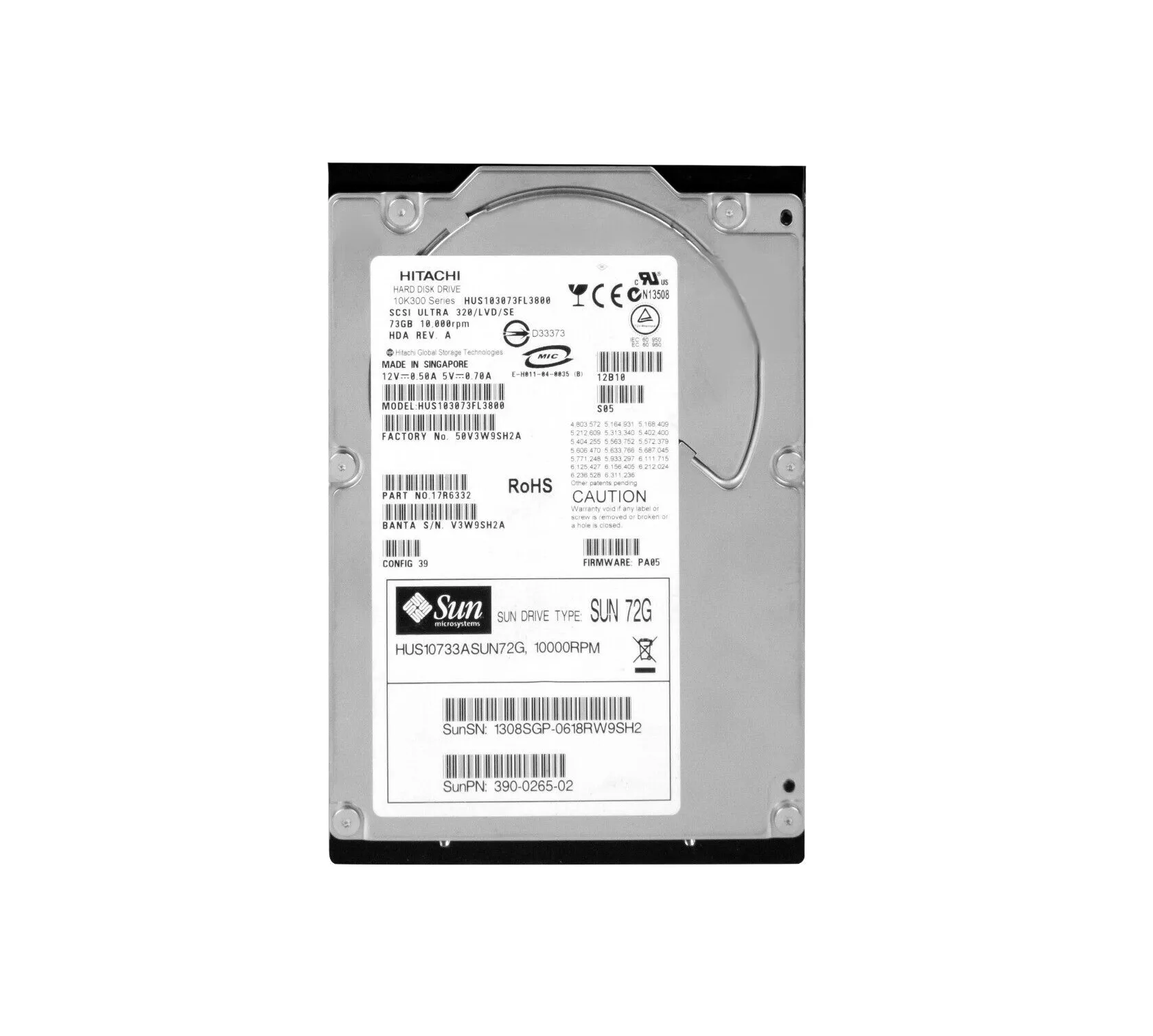 HUS10733ASUN72G - Sun 73GB 10000RPM Ultra-320 SCSI LVD Hot-Pluggable …