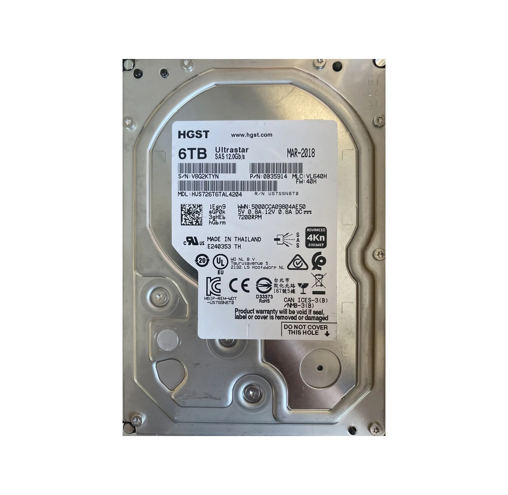 HUS726T6TAL4204 - HGST 6TB SAS 12Gb/s 7.2K (4Kn) (SE) 3.5-in HDD