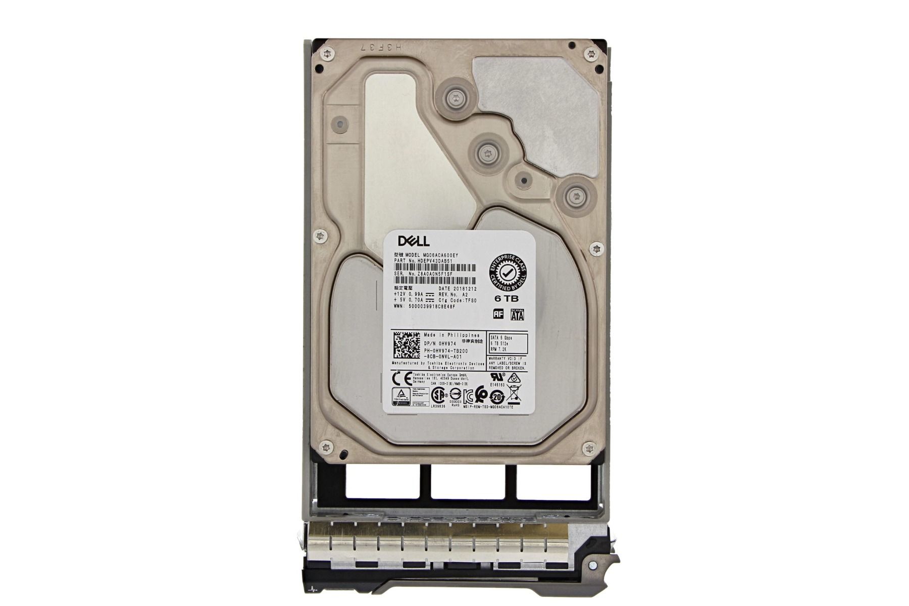 HV974 - Dell 6TB 7200RPM SATA 6Gb/s Hot-Pluggable 3.5-inch Hard Drive