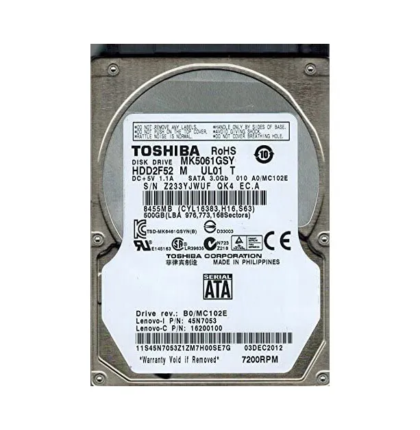 Toshiba mk5061gsyハードドライブ Toshiba MK5061GSY 500 GB,Internal,7200 RPM 16MB 2.5