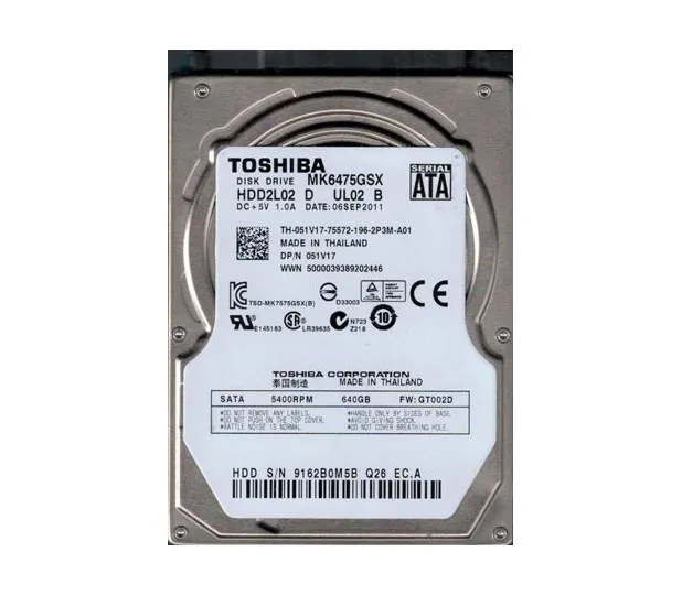 MK6475GSX-NDW - Toshiba 640GB 5400PM SATA 3Gb/s 2.5-inch Hard Drive
