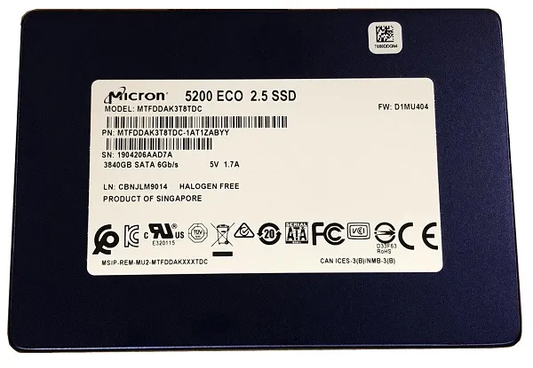 MTFDDAK3T8TDC-1AT1ZABYY Micron 5200ECO Series 3.84TB 2.5 inch SATA3 T…