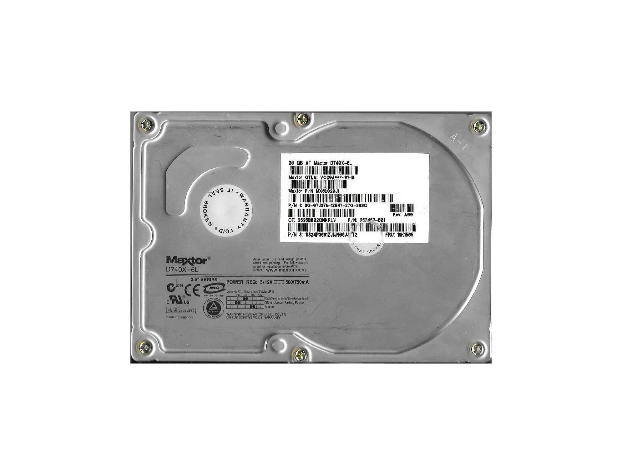 MX6L020J1 - Maxtor DiamondMax Plus D740X 20GB 7200RPM ATA-133 2MB Cac…