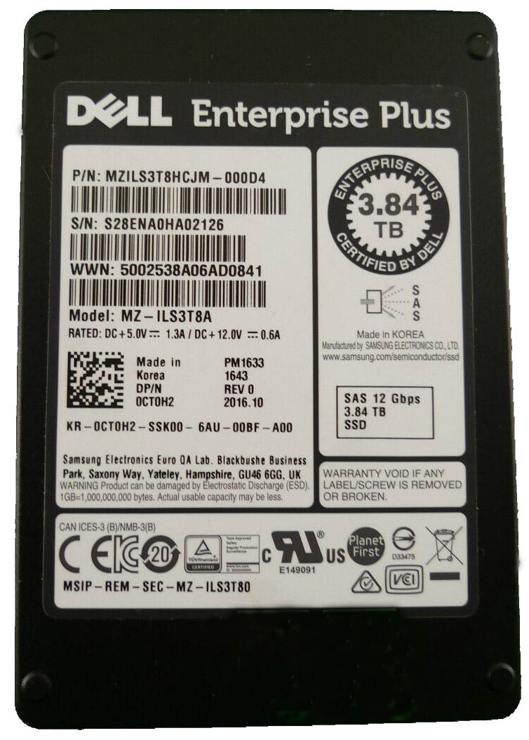 MZ-ILS3T8A - Samsung PM1633 Series 3.8TB Triple-Level Cell (TLC) SAS …