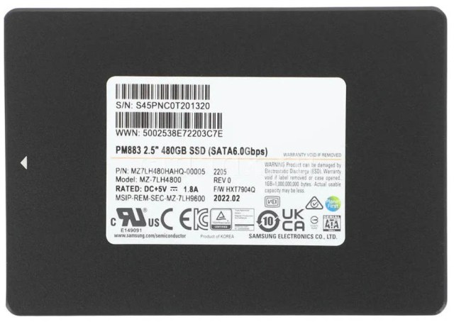 MZ7LH480HAHQ-00005 - Samsung PM883 480GB SATA 6Gb/s 2.5-inch Solid St…