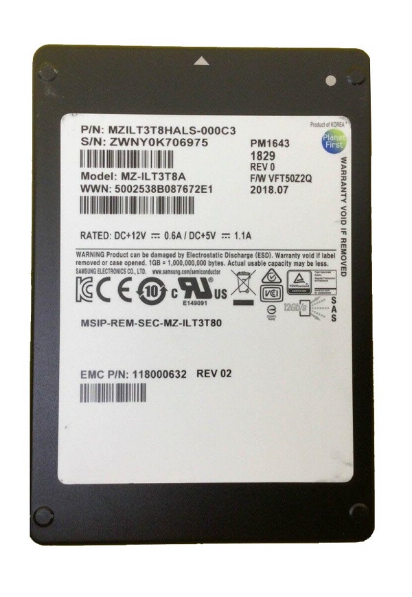 MZILT3T8HALS-000C3 - Samsung PM1643 3.84TB SAS TLC 2.5