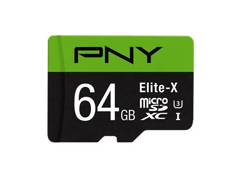 P-SDU64U390EX-GE - PNY Elite-X 64GB Class 10 microSDXC Flash Memory C…