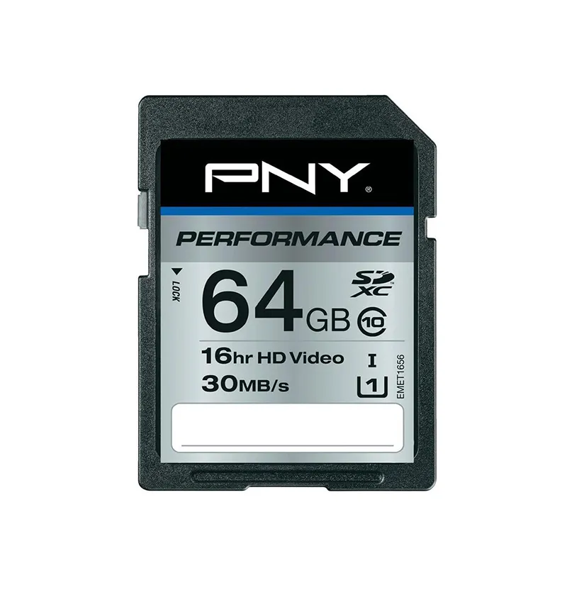 SD64G10PER-EF - PNY 64GB Performance Class 10 SDXC UHS-I Flash Memory…