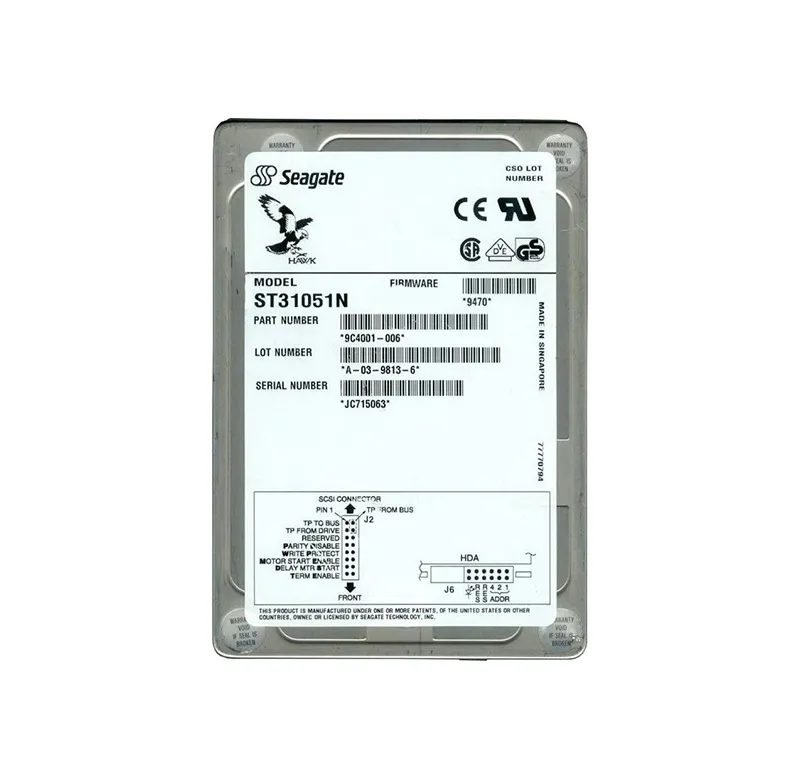 ST31051N - Seagate Hawk 2XL 1.06GB 5400RPM Fast SCSI 50-Pin 256KB Cac…