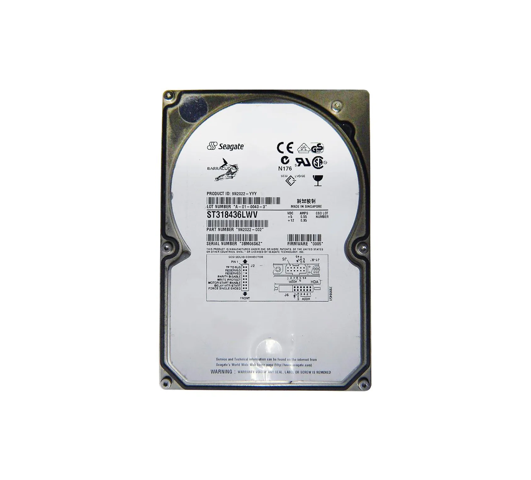 ST318436LWV - Seagate Barracuda 18XL 18.4GB 7200RPM Ultra-160 SCSI 68…