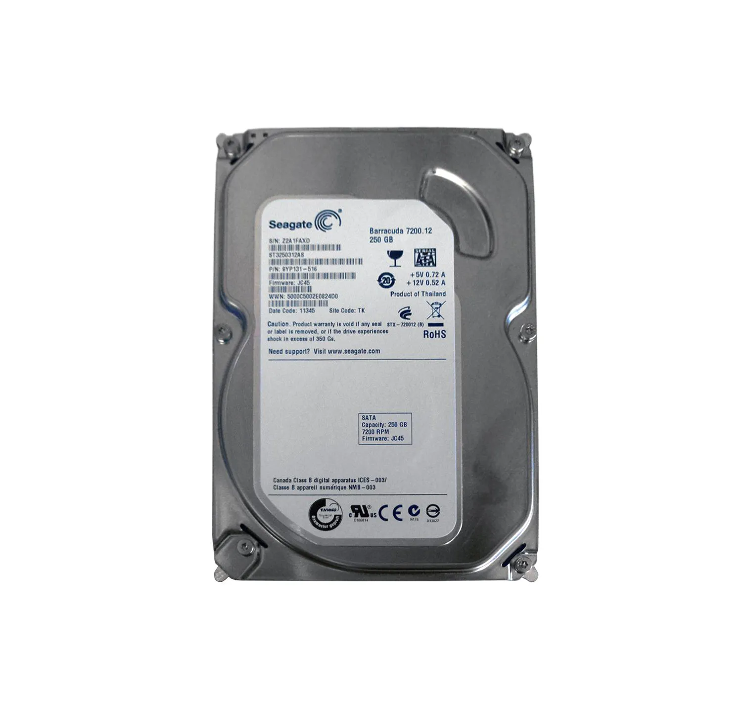 ST3250312AS - Seagate BarraCuda 250GB 7200RPM SATA 6Gb/s 8MB ST3250312AS - Seagate BarraCuda 250GB 7200RPM SATA 6Gb/s 8MB