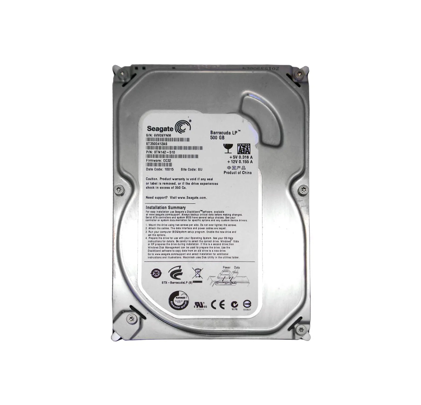 ST3500412AS - Seagate BarraCuda LP Series 500GB 5900RPM SATA