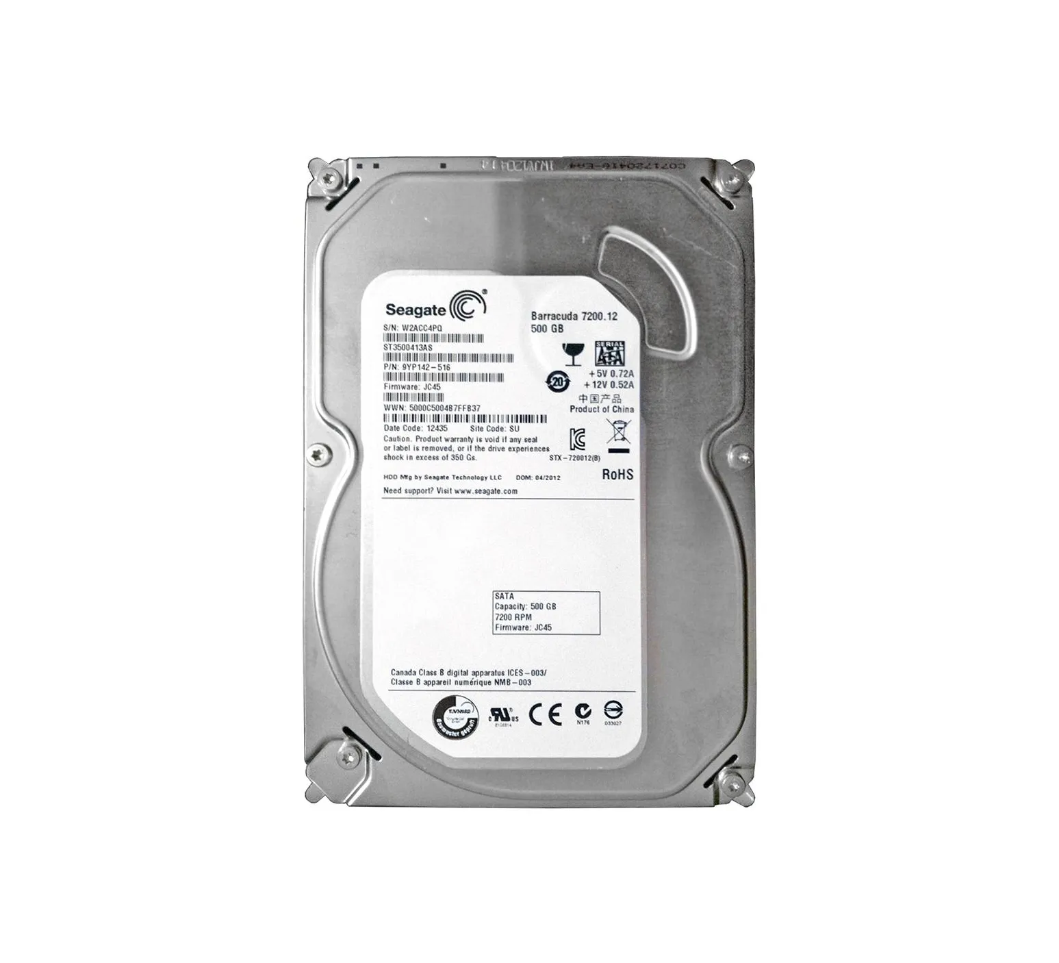 SEAGATE - SEAGATE製HDD　ST3500413AS　500GB SATA600 7200 Seagate Barracuda ST3500413AS 500GB 16MB Cache 7200RPM SATA