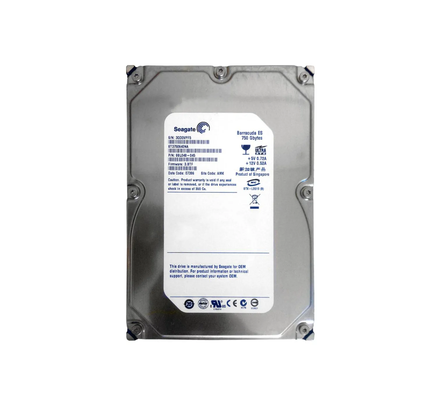 Seagate 3.5インチ内蔵HDD 750GB EIDE 7200rpm U-ATA100 16MB ST3750640A o7r6kf1 ST3750640NA - Seagate Barracuda ES 750GB 7200RPM ATA-IDE 3.5