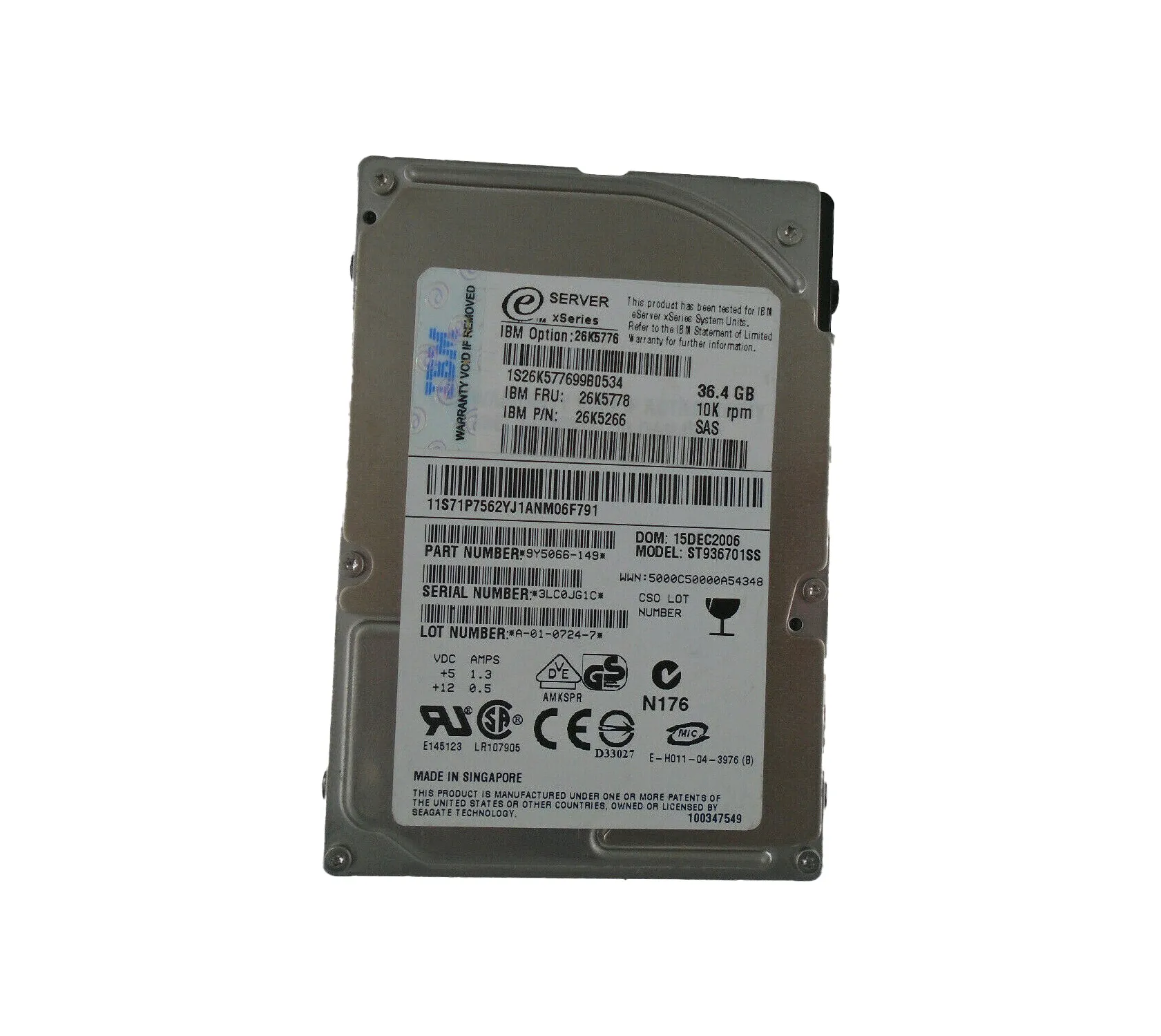 ST936701SS - Seagate Savvio 36GB 10000RPM SAS 3GB/s 8MB Cache 2.5-inc…