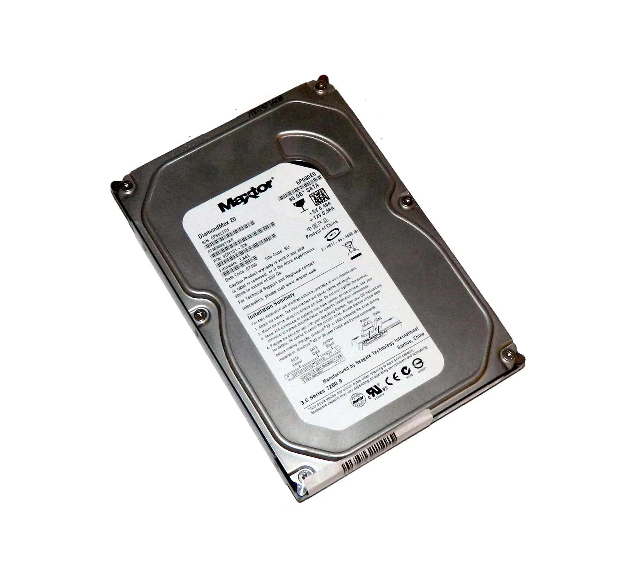 STM380811AS - Maxtor DiamondMax 20 80GB 7200RPM SATA 3Gb/s 8MB Cache …