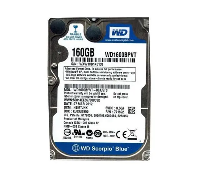 WD1600BPVT-00JJ5T0 - Western Digital Scorpio Blue 160GB 5400RPM SATA …