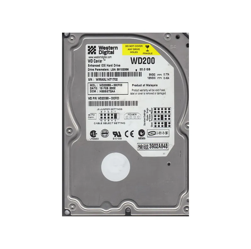 WD200BB-00CFC0 - Western Digital Caviar 20GB 7200RPM ATA-100 2MB Cach…