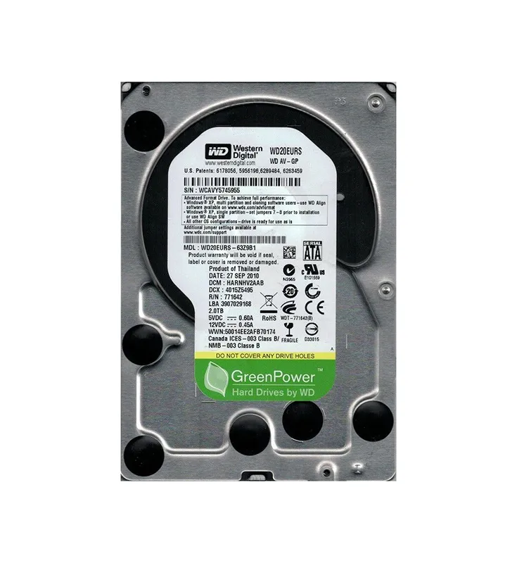 WD20EURS-63S48Y0 - Western Digital 2TB 5400RPM SATA 3Gb/s 3.5-in HDD