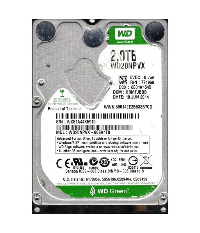 WD20NPVX-00EA4T0 - Western Digital Green 2TB 5400RPM SATA 6Gb/s 