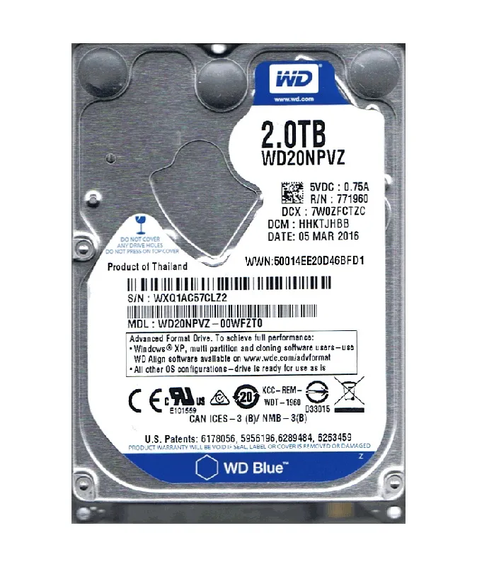 WD20NPVZ-00WFZT0 - Western Digital Blue 2TB SATA 5200RPM 6Gb