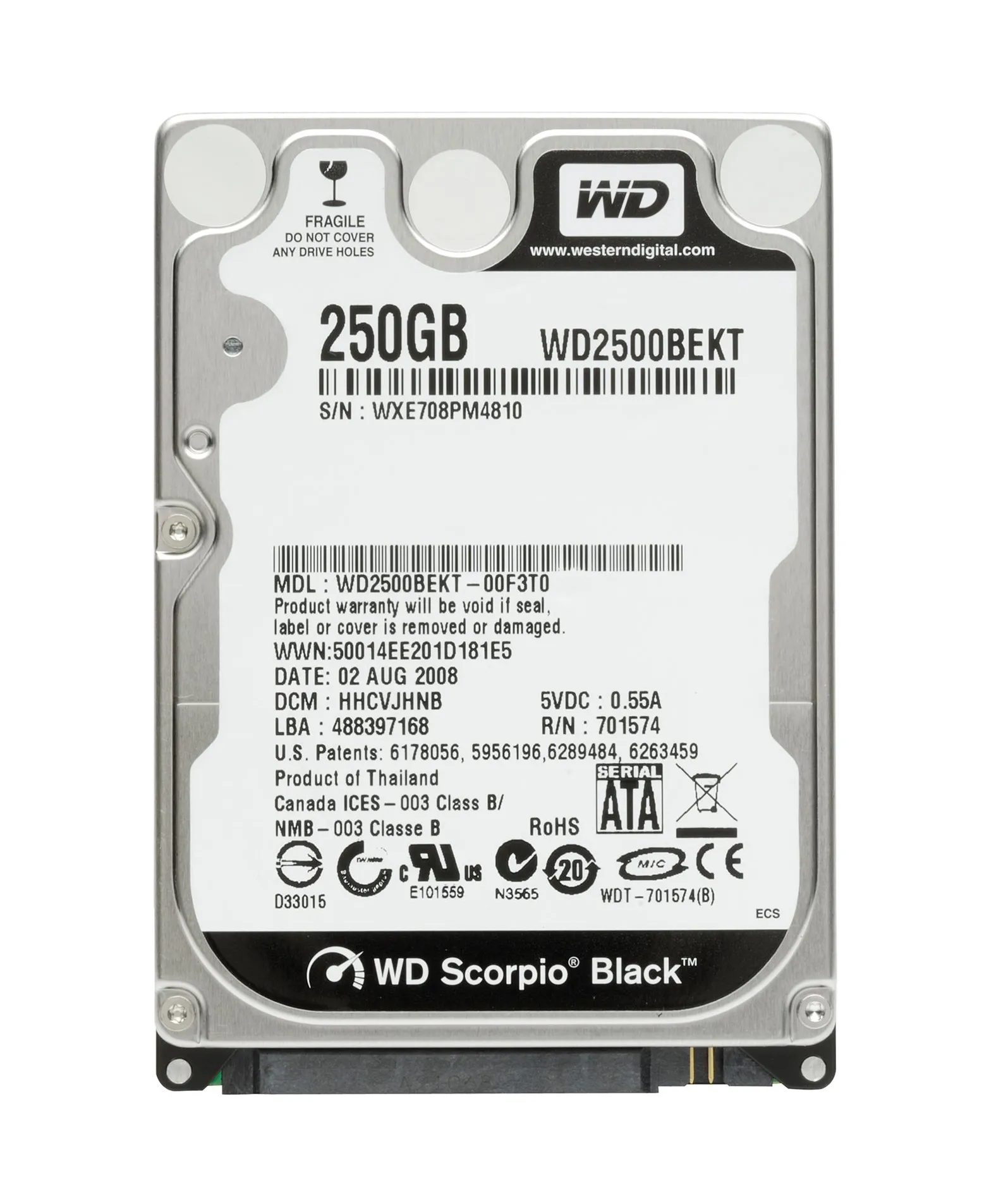 WD2500BEKT - Western Digital Scorpio Black 250GB 7200RPM SATA 3GB/s 7…