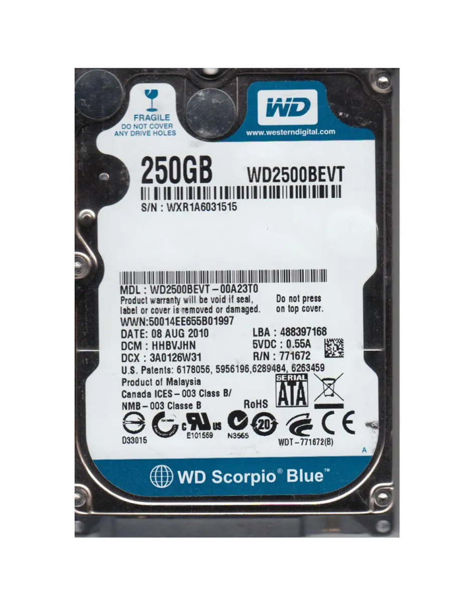WD2500BEVT - Western Digital Scorpio Blue 250GB 5400RPM SATA 3GB/s 7-…