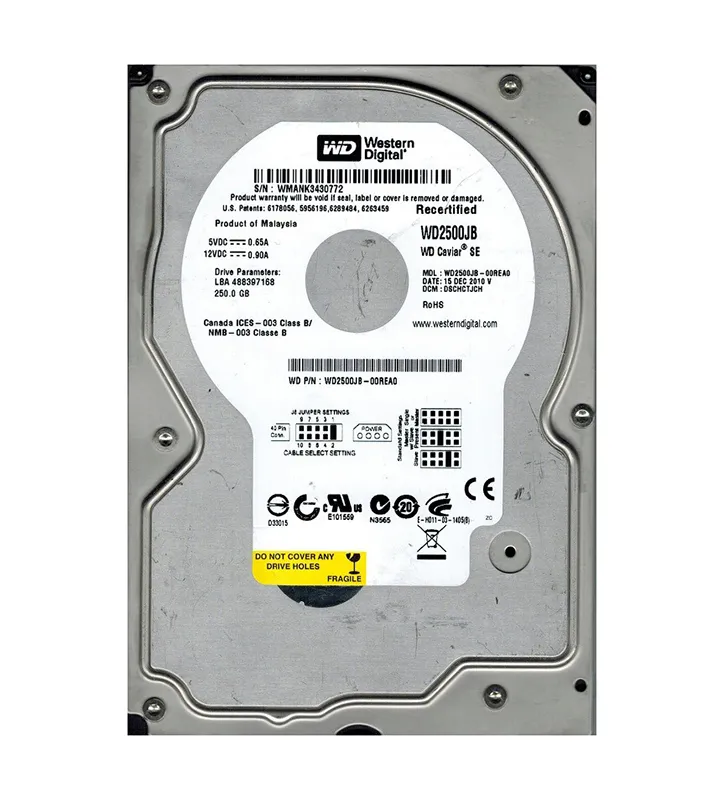 WD2500JB-00REA0 - Western Digital Caviar Blue 250GB 7200RPM EIDE 8MB Cache  (512) 3.5-Inch Hard Drive