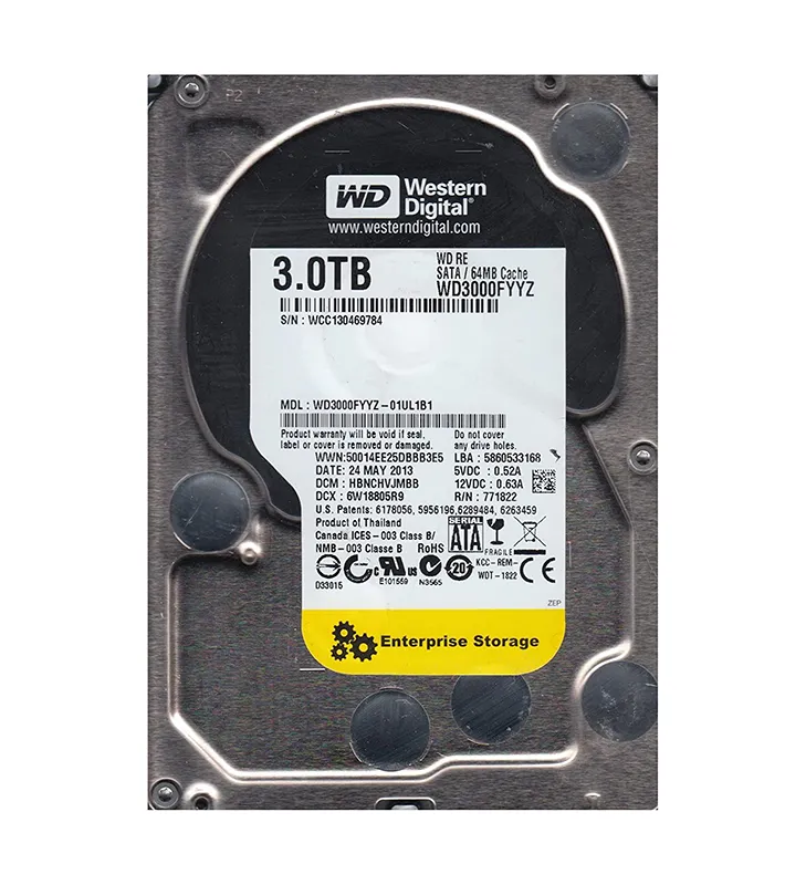 WD WD3000FYYZ 3TB 3.5" SATA 7200 RPM Hard Drive – 3 TB Storage