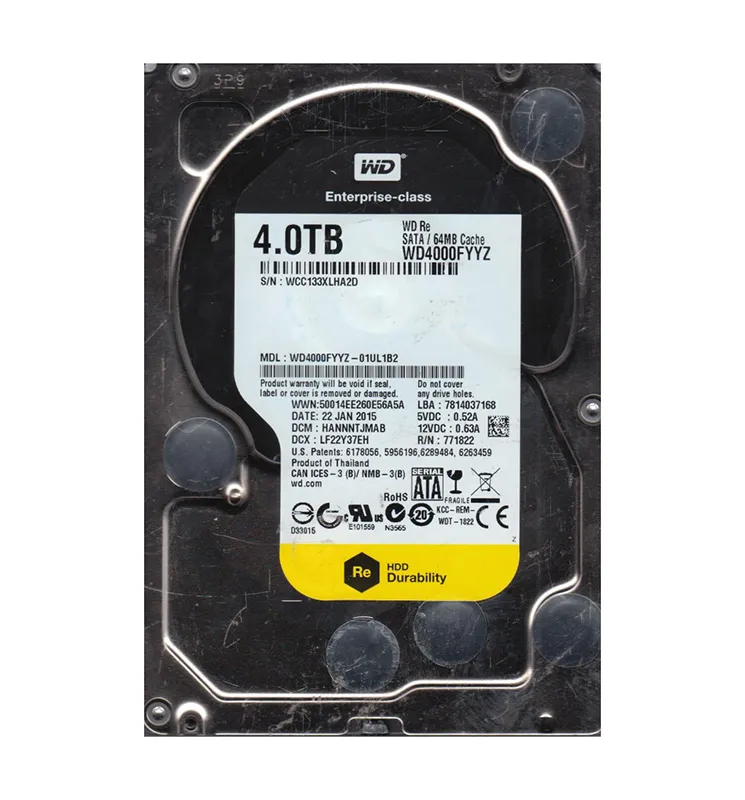 WD4000FYYZ-01UL1B2 - WD 4TB 7200RPM SATA 6Gb/s 3.5-in HDD