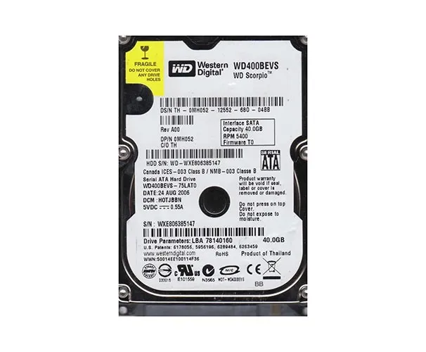WD400BEVS - Western Digital Scorpio Blue 40GB 5400RPM SATA 7-Pin 2.5-…