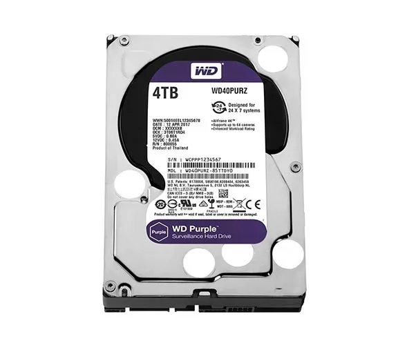 WD40PURZ-85TTDY0 - Western Digital Purple 4TB 5400RPM SATA 6Gb/s 64MB Cache  (RoHS) 3.5-Inch Surveillance Hard Drive