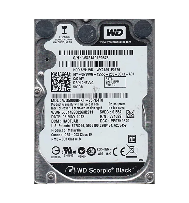 WD5000BPKT-75PK4T0 - Western Digital 500GB 7200RPM SATA 6.0Gb/s 2.5 ...