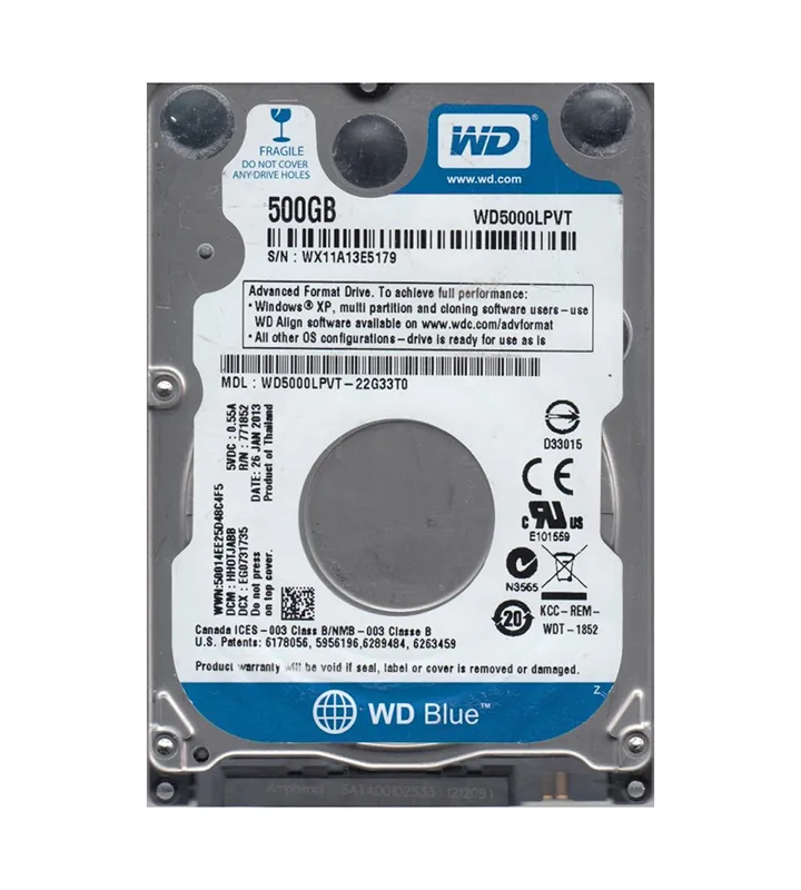 WD5000LPVT-22G33T0 - WD 500GB 5400RPM SATA 3Gb/s 2.5-in HDD