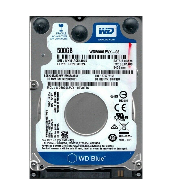 WD5000LPVX-08V0TT6 - Western Digital Blue 500GB 5400RPM SATA 6Gb/s 8MB ...
