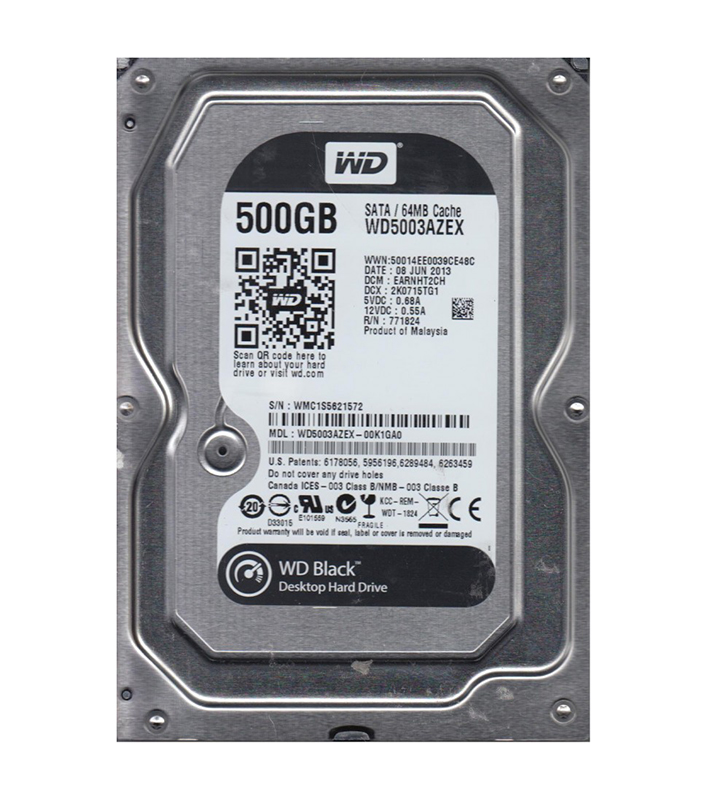 WD5003AZEX-00K1GA0 - Western Digital Black 500GB 7200RPM SATA 6Gb/s 64MB  Cache 3.5-Inch Hard Drive